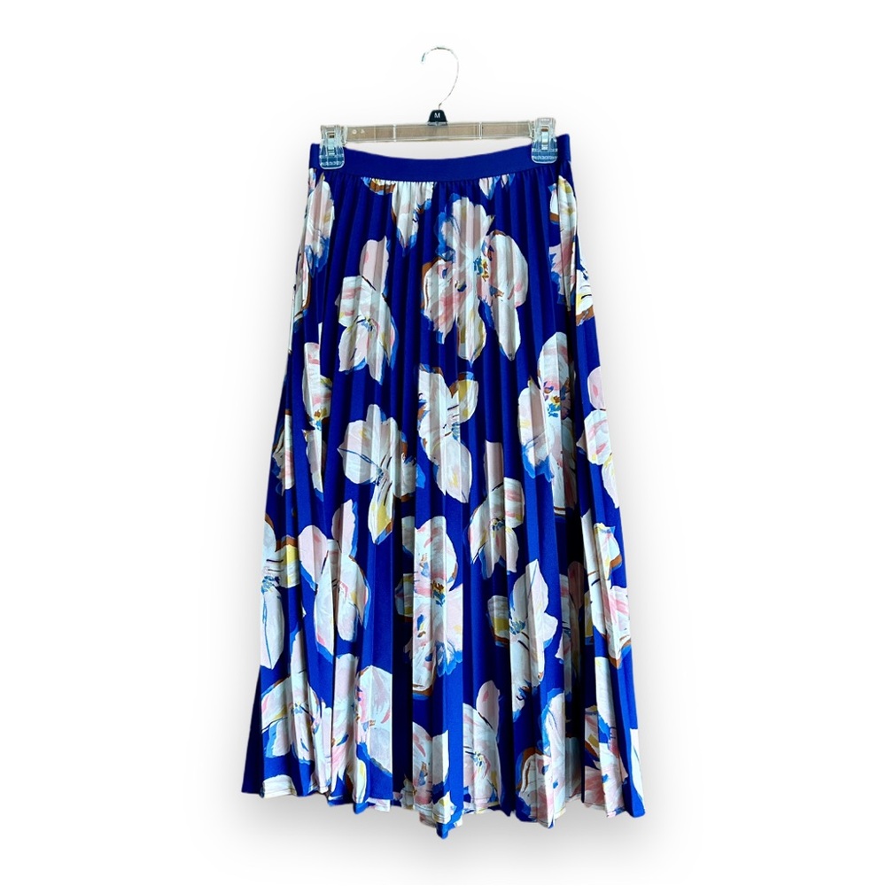 Small Floral Pleated Blue Women's Skirt